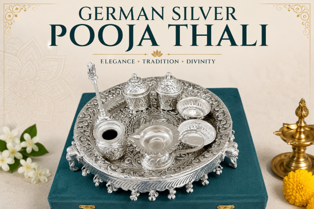 German Silver Pooja Thali